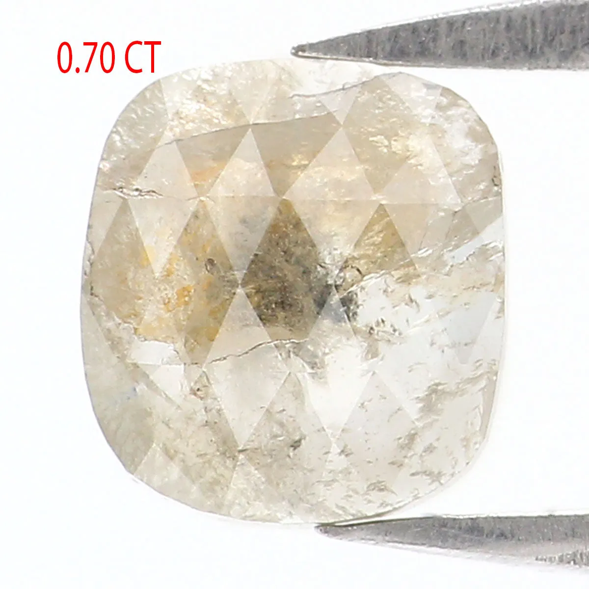 0.70 CT Natural Loose Cushion Shape Diamond Grey Color Cushion Rose Cut Diamond 6.60 MM Natural Cushion Shape Grey Color Diamond