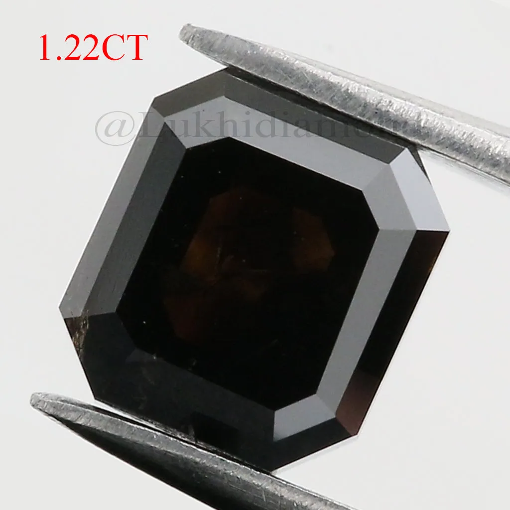 1.22 Ct IGI CERTIFIED Natural Loose Radiant Shape Diamond Fancy Black Color Radiant Cut Diamond 6.30 MM Natural Radiant Cut Diam