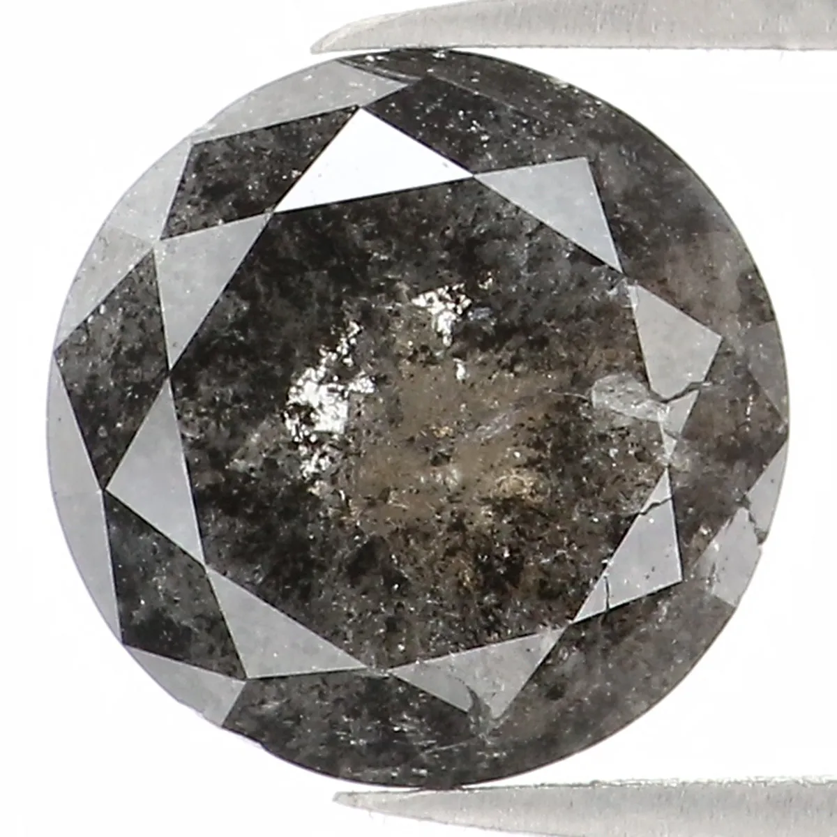 1.23 Ct Natural Loose Round Rose Cut Diamond Black Color Rose Cut Diamond 6.80 MM Natural Loose Salt And Pepper Rose Cut Diamond