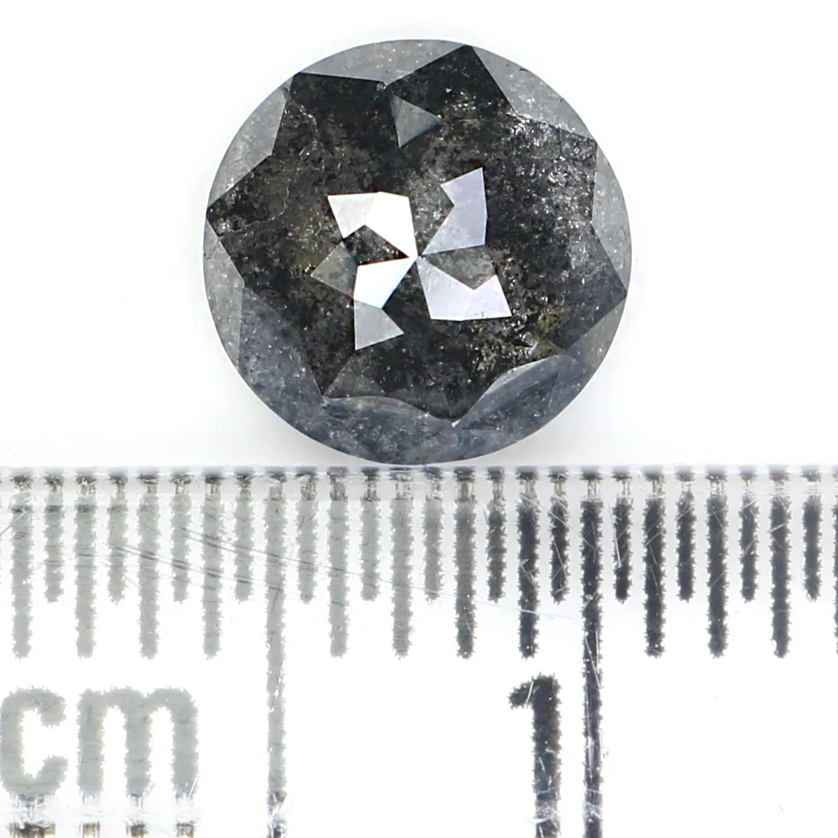 1.23 Ct Natural Loose Round Rose Cut Diamond Black Color Rose Cut Diamond 6.80 MM Natural Loose Salt And Pepper Rose Cut Diamond