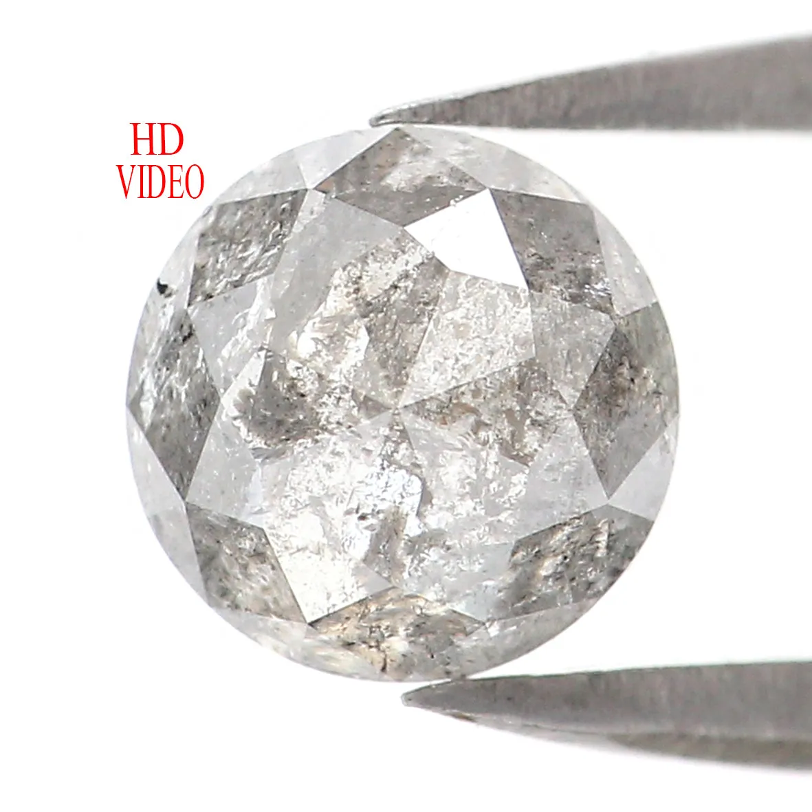 1.33 Ct Natural Loose Round Rose Cut Diamond Black Color Rose Cut Diamond 6.40 MM Natural Loose Salt And Pepper Rose Cut Diamond