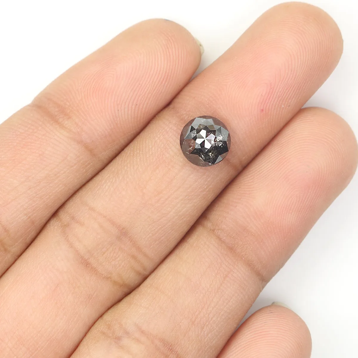 1.47 Ct Natural Loose Round Rose Cut Diamond Black Color Rose Cut Diamond 7.00 MM Natural Loose Salt And Pepper Rose Cut Diamond