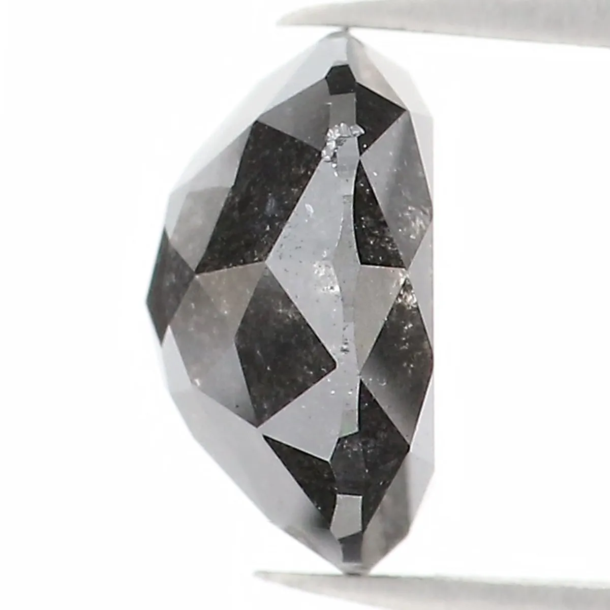 1.47 Ct Natural Loose Round Rose Cut Diamond Black Color Rose Cut Diamond 7.00 MM Natural Loose Salt And Pepper Rose Cut Diamond