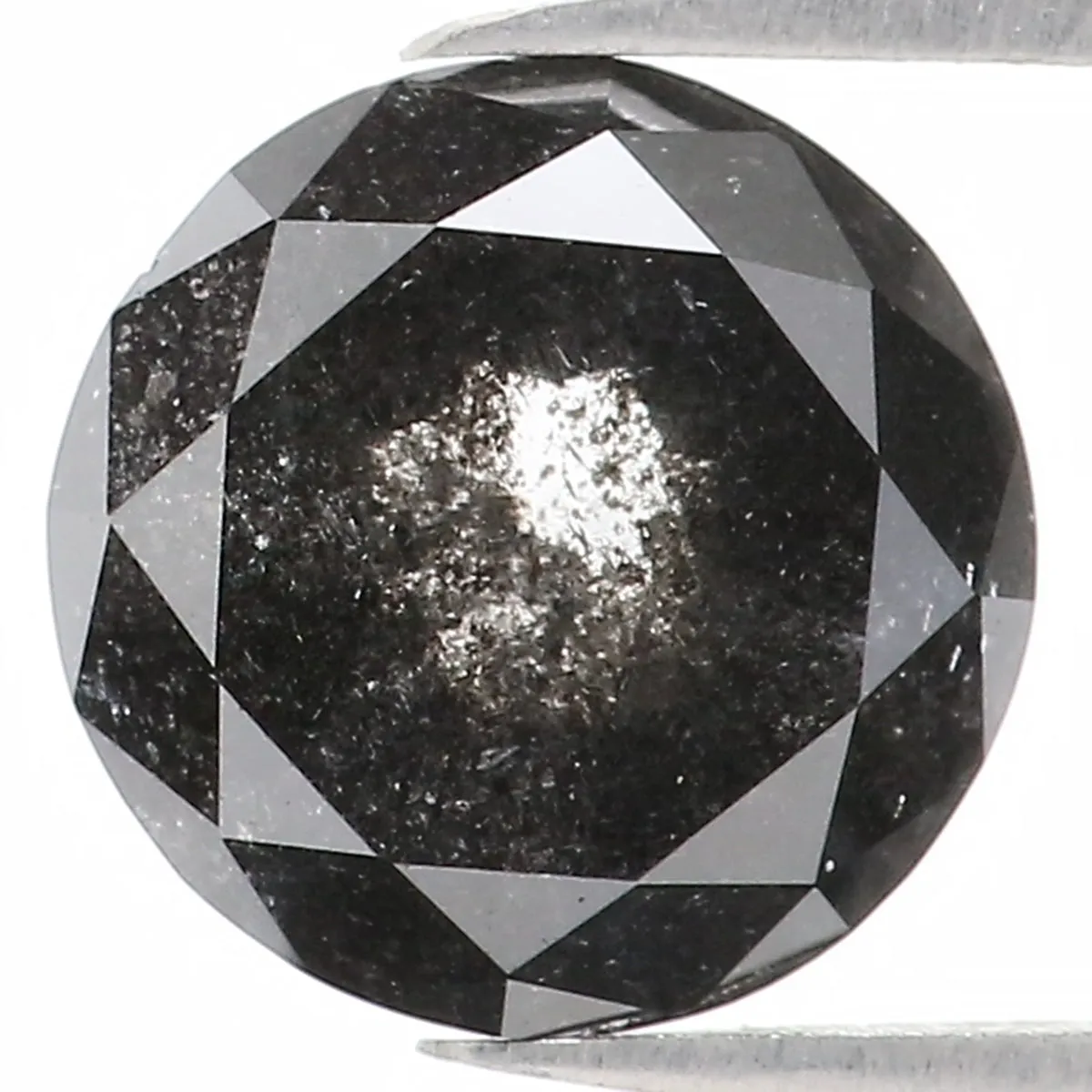 1.47 Ct Natural Loose Round Rose Cut Diamond Black Color Rose Cut Diamond 7.00 MM Natural Loose Salt And Pepper Rose Cut Diamond