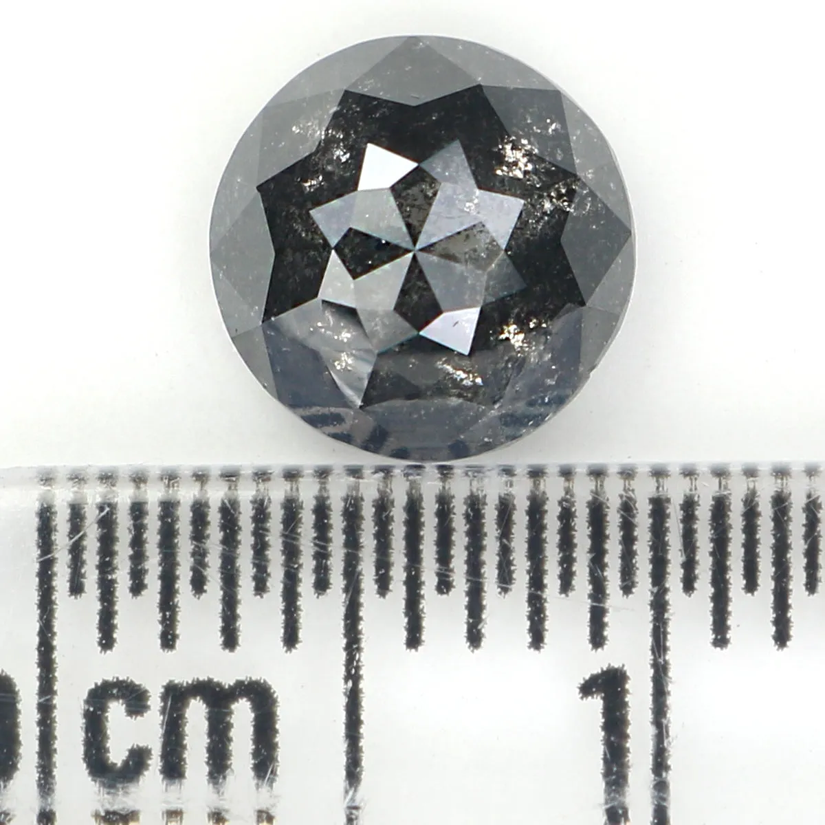 1.47 Ct Natural Loose Round Rose Cut Diamond Black Color Rose Cut Diamond 7.00 MM Natural Loose Salt And Pepper Rose Cut Diamond