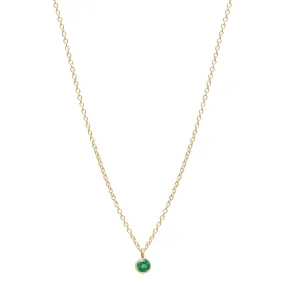 14K Gold and Bezel-Set Emerald Drop Necklace