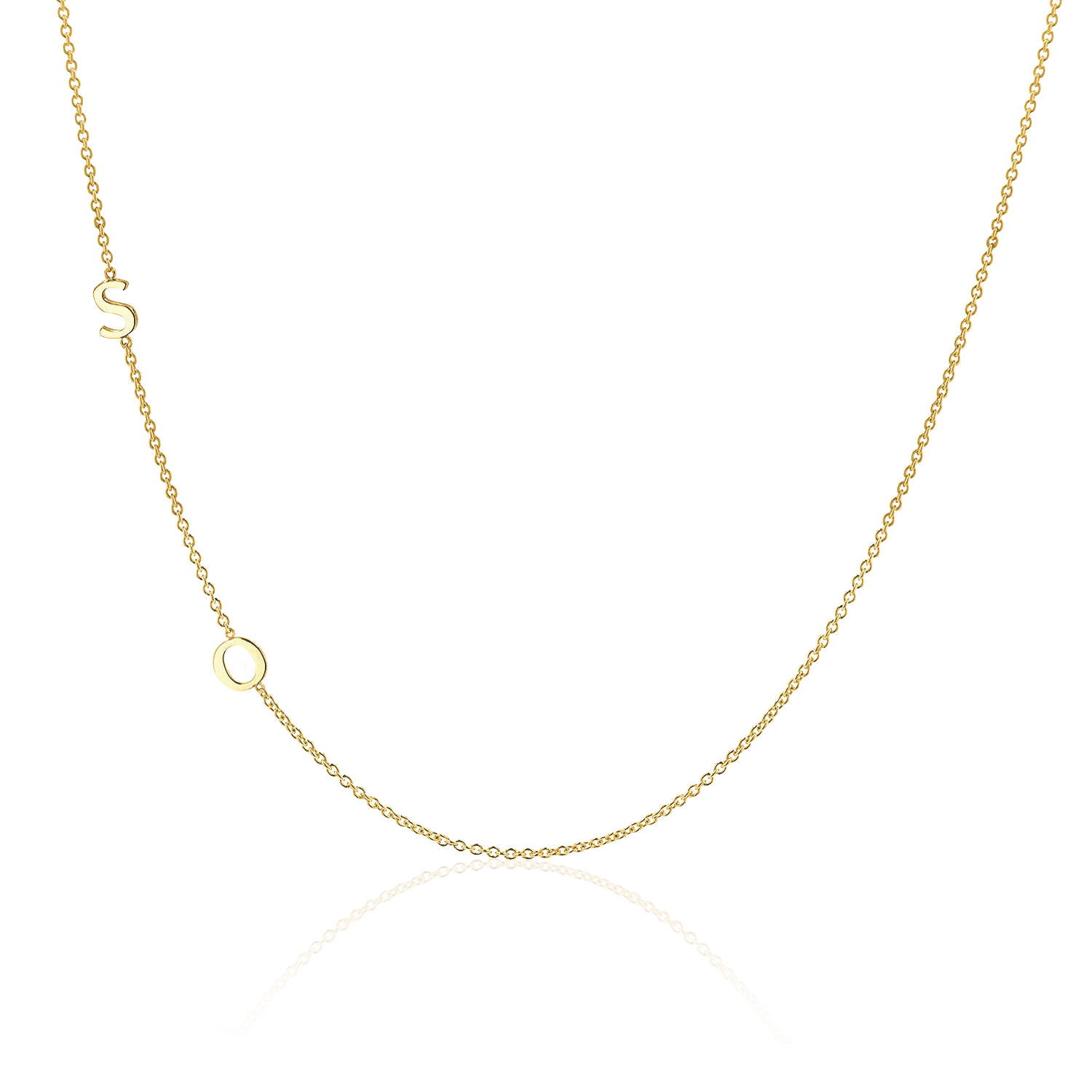 14K Gold Asymmetrical Multi Initial Necklace