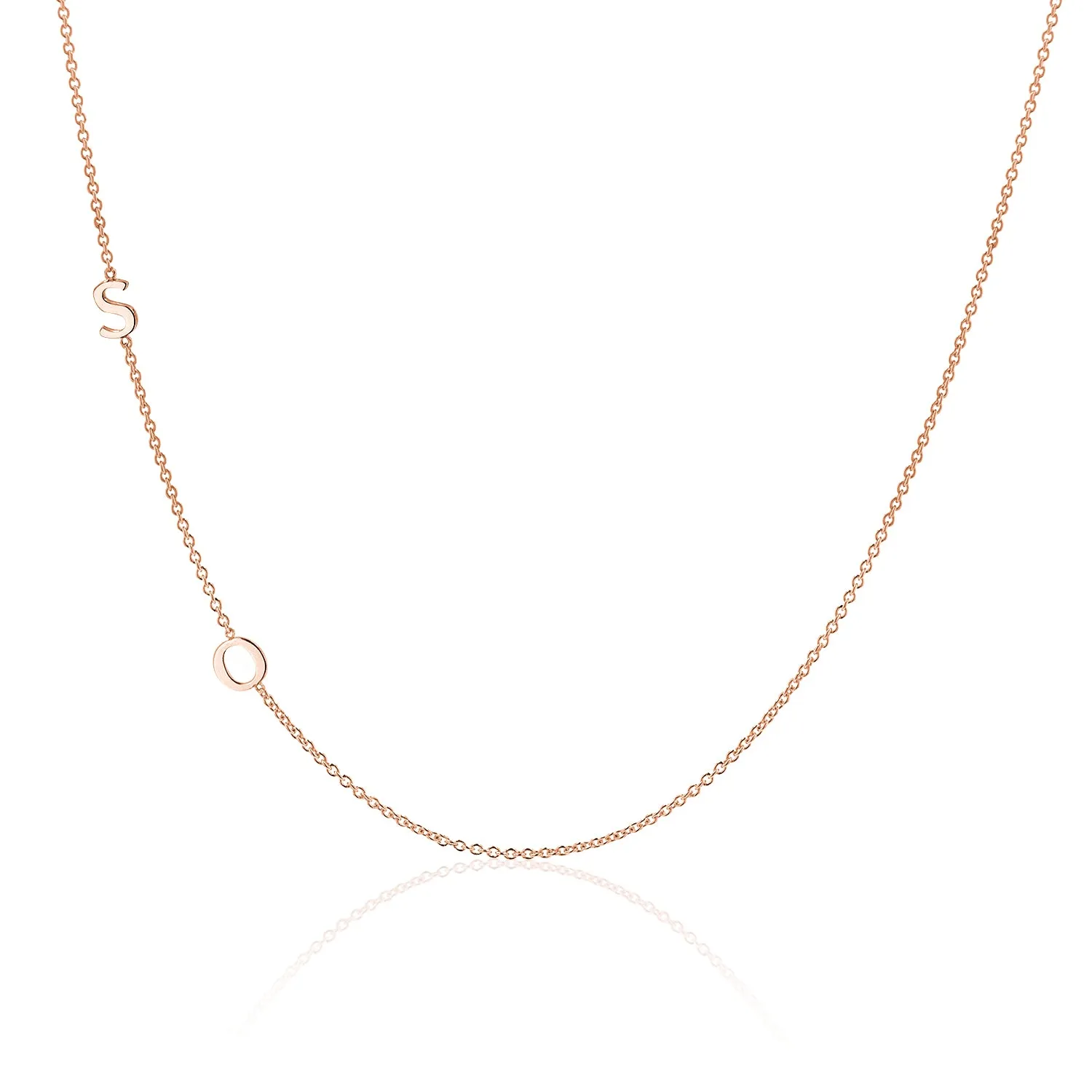 14K Gold Asymmetrical Multi Initial Necklace