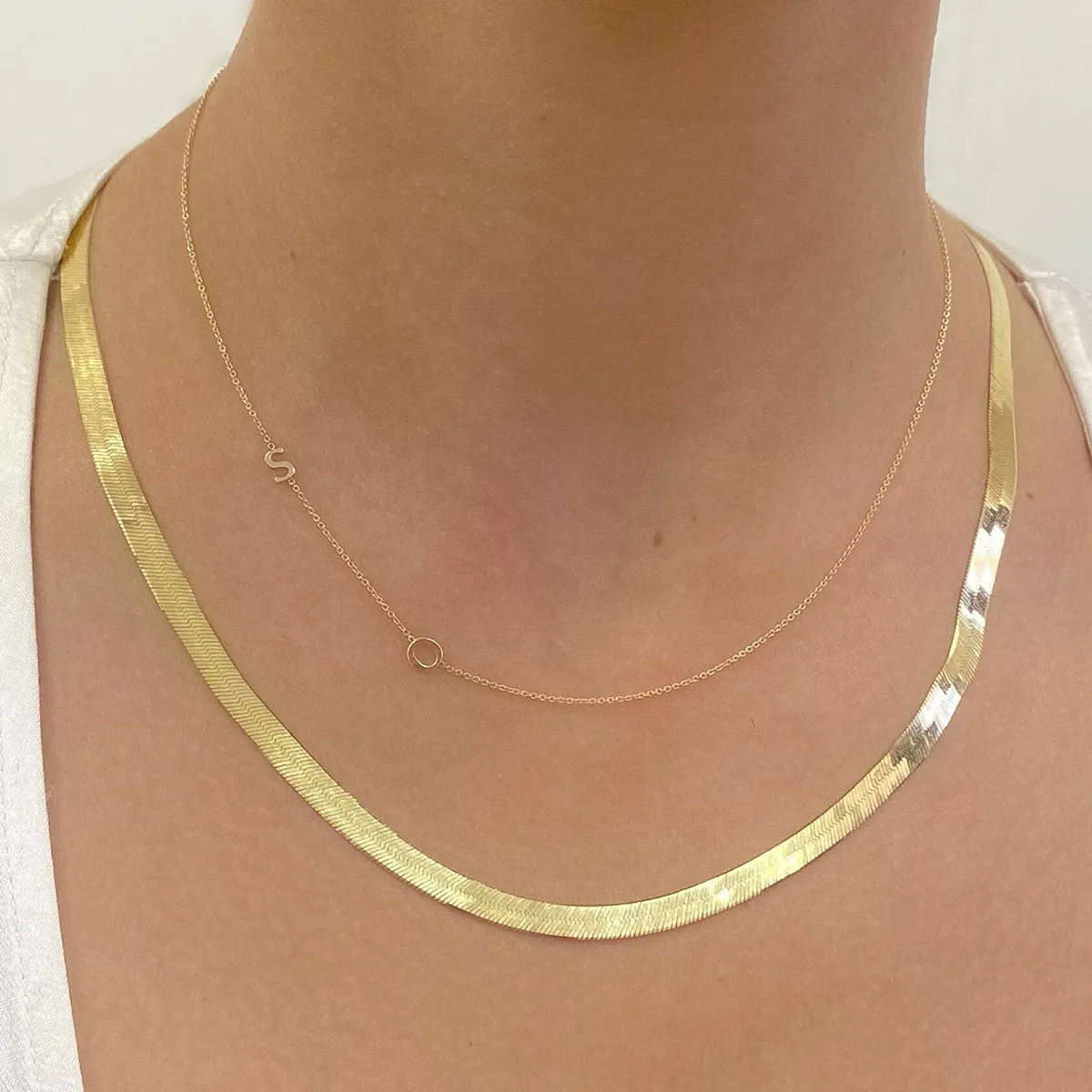 14K Gold Asymmetrical Multi Initial Necklace