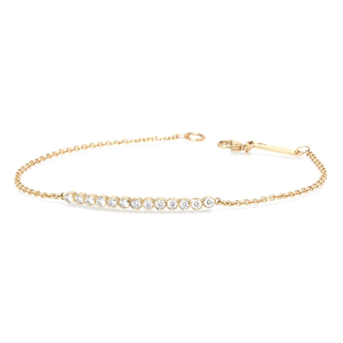 14K Gold Bezel-Set Diamond Bar Chain Bracelet