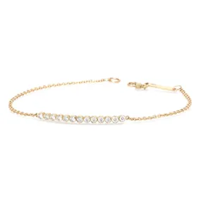 14K Gold Bezel-Set Diamond Bar Chain Bracelet