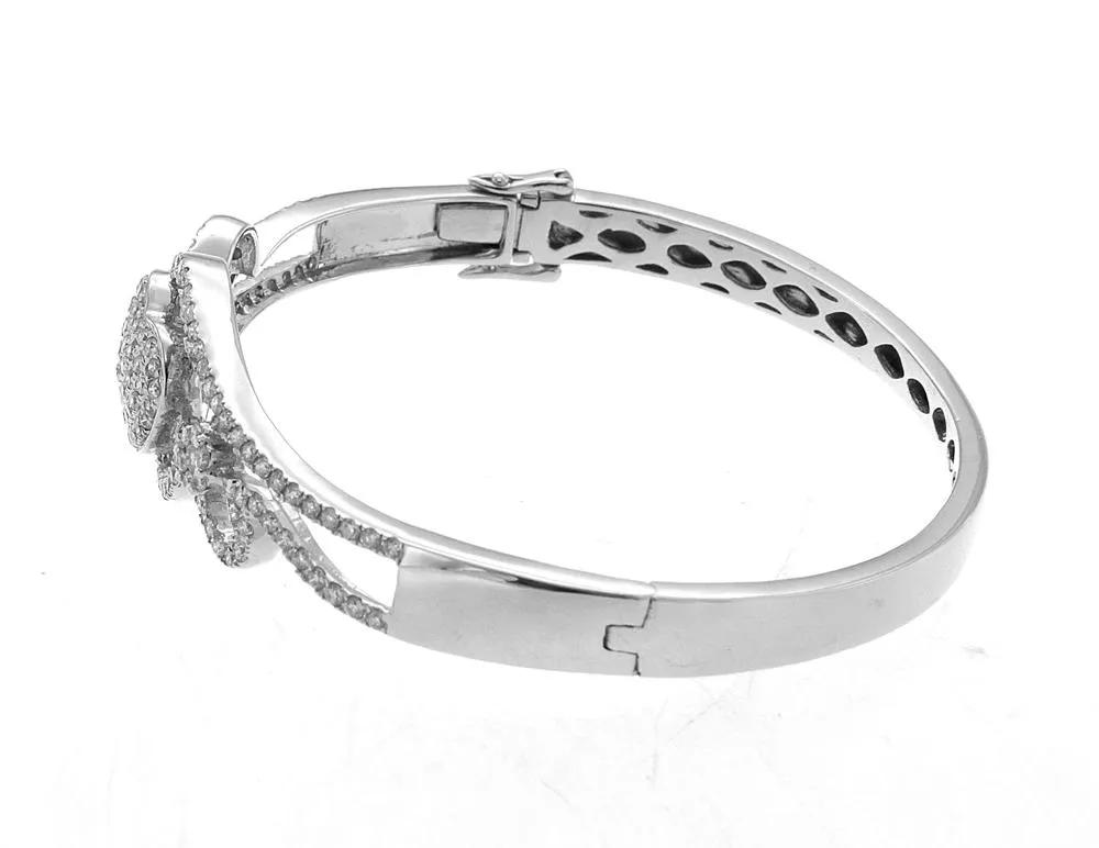 14K White Gold Diamond Heart Bracelet With Round Cut Diamonds 2.00CT