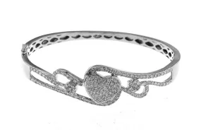 14K White Gold Diamond Heart Bracelet With Round Cut Diamonds 2.00CT