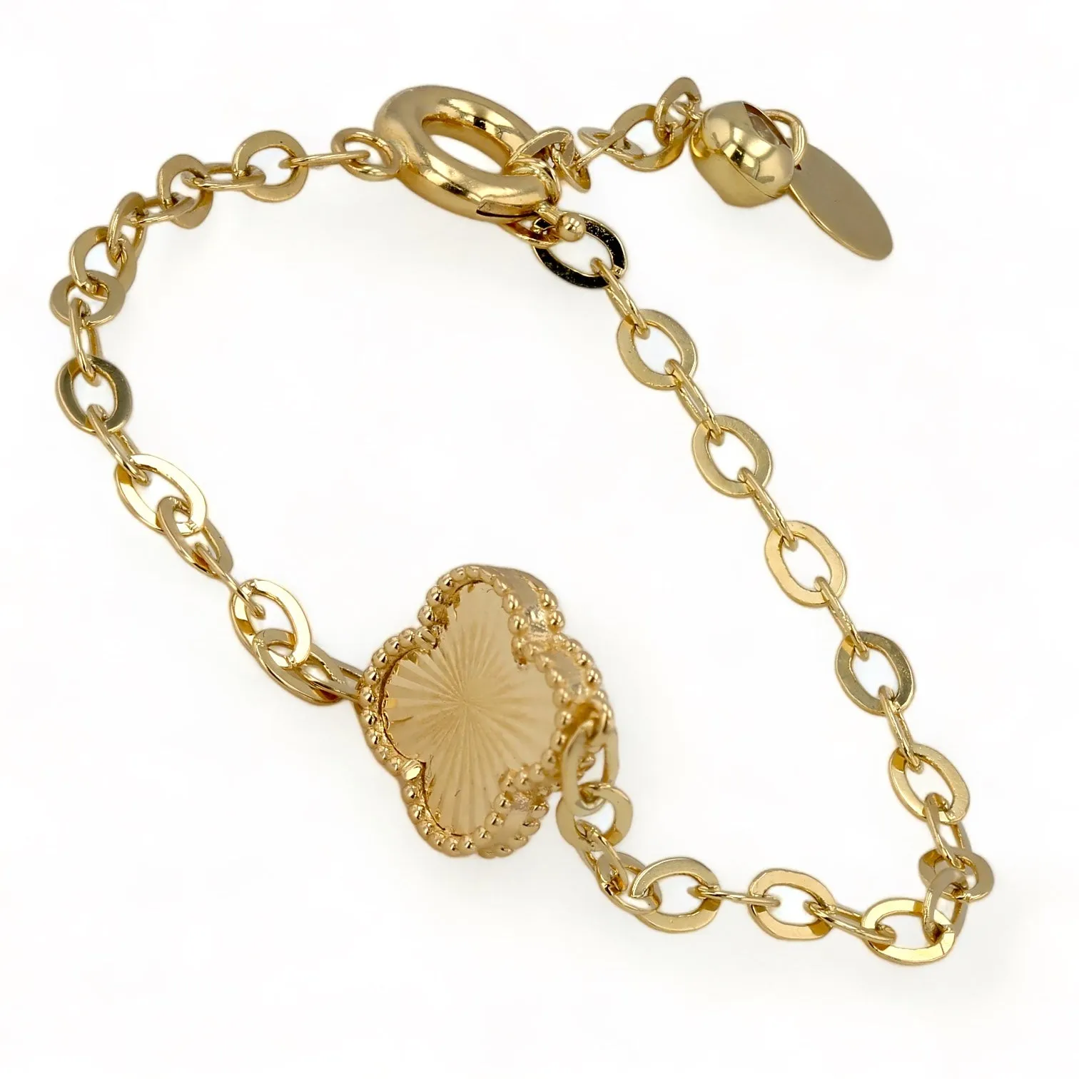 14K Yellow gold clover bracelet-63838