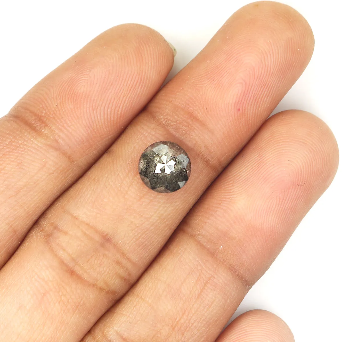 1.71 Ct Natural Loose Round Rose Cut Diamond Black Color Rose Cut Diamond 7.20 MM Natural Loose Salt And Pepper Rose Cut Diamond