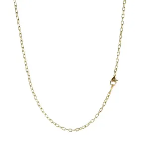 18 Karat Yellow Gold  Drawn Link Cable Chain Necklace with Lobster Clasp