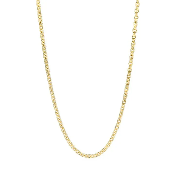 18 Karat Yellow Gold Medium Weight Cable Chain Necklace with Lobster Clasp