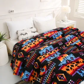 1pc 200GSM Flannel Printed Blanket Autumn And Winter Southwestern  Geometric Soft And Warm Nap Office Cover