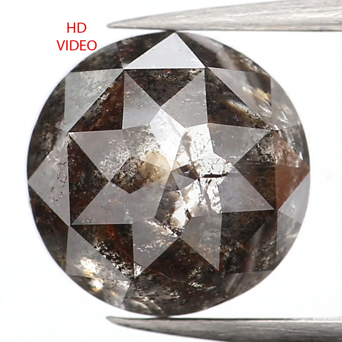 2.00 Ct Natural Loose Round Rose Cut Diamond Black Grey Color Rose Cut Diamond 7.20 MM Natural Loose Salt And Pepper Rose Cut Di