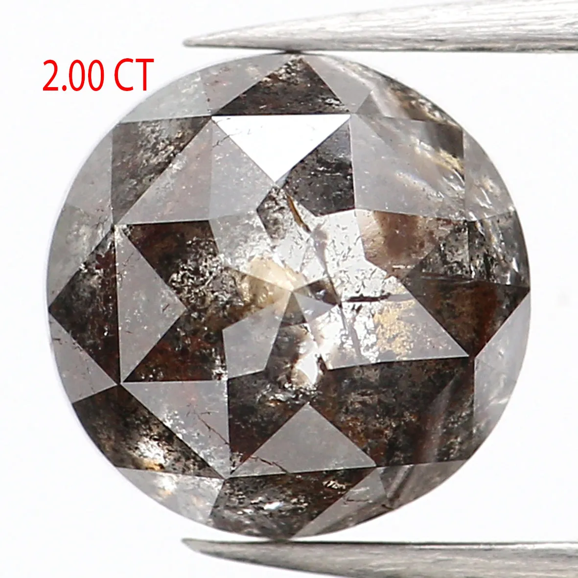 2.00 Ct Natural Loose Round Rose Cut Diamond Black Grey Color Rose Cut Diamond 7.20 MM Natural Loose Salt And Pepper Rose Cut Di