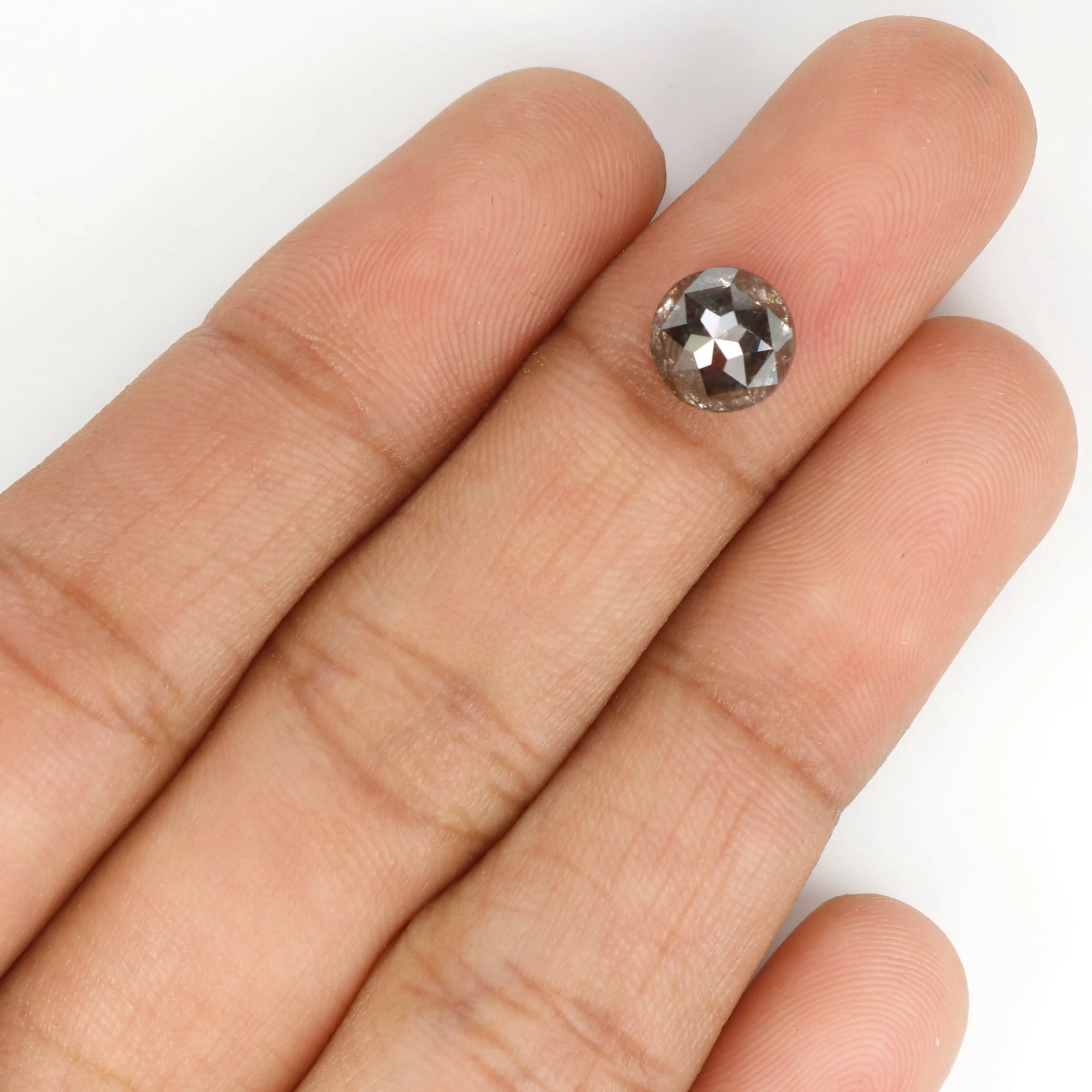 2.00 Ct Natural Loose Round Rose Cut Diamond Black Grey Color Rose Cut Diamond 7.20 MM Natural Loose Salt And Pepper Rose Cut Di