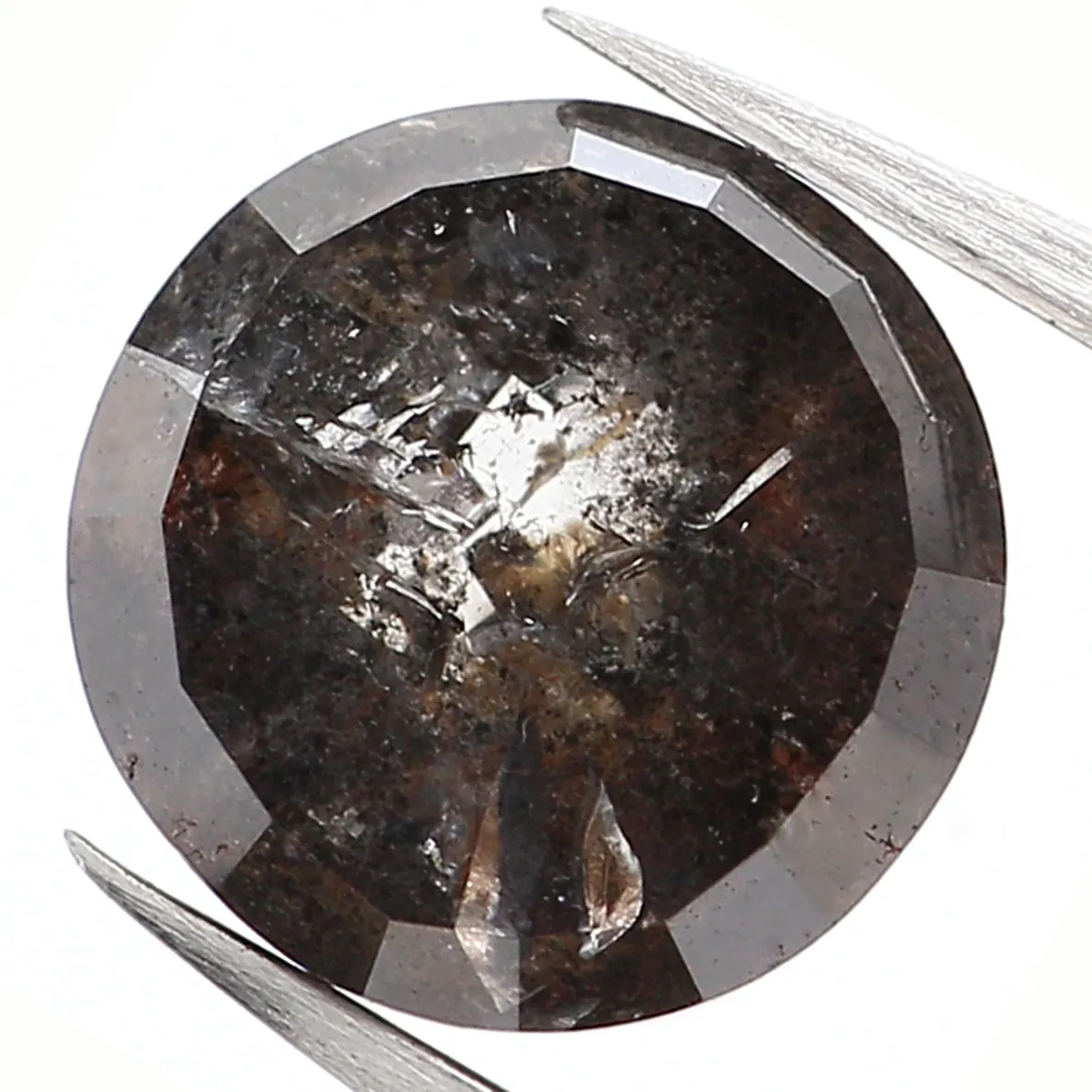 2.00 Ct Natural Loose Round Rose Cut Diamond Black Grey Color Rose Cut Diamond 7.20 MM Natural Loose Salt And Pepper Rose Cut Di