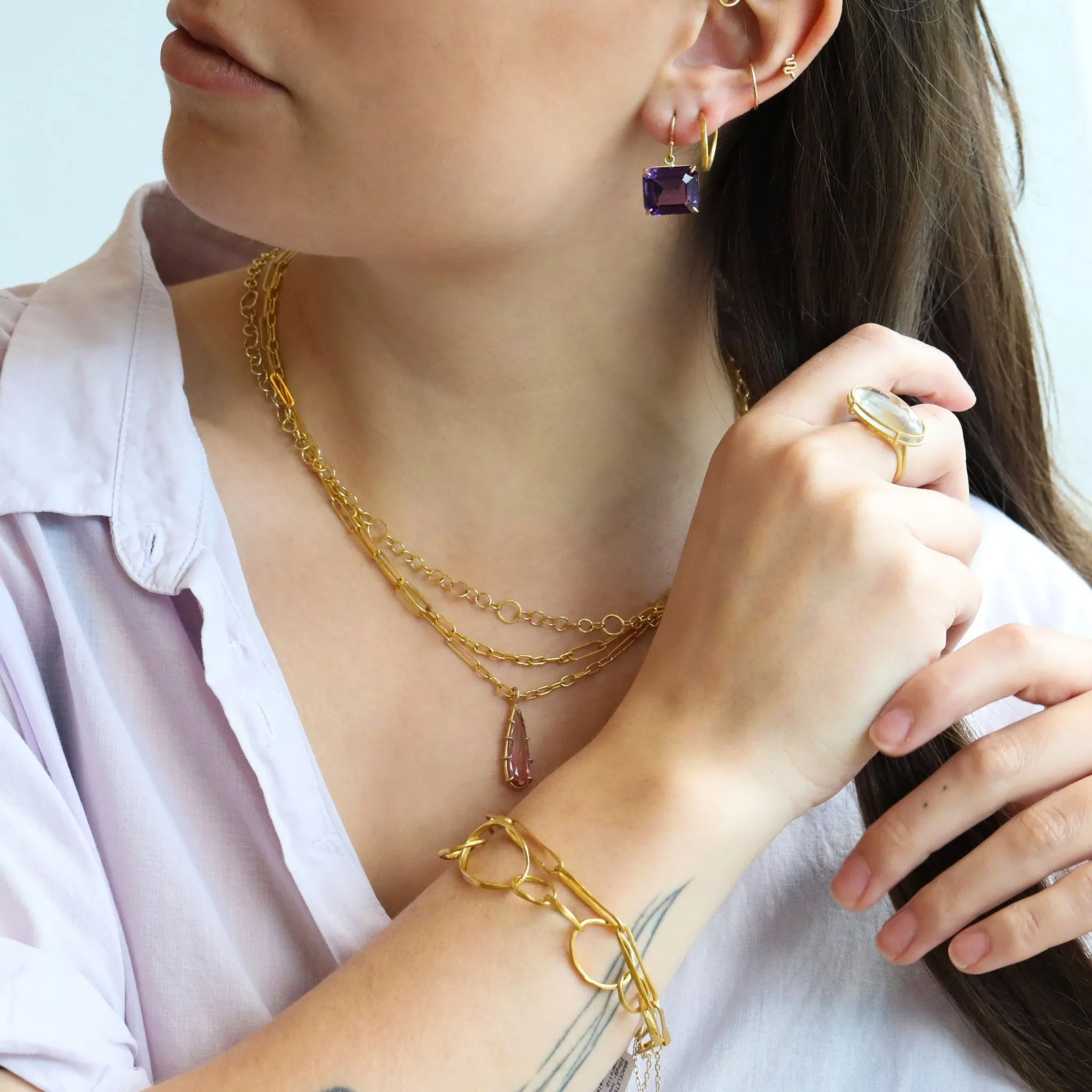 22K Gold Handmade Paperclip Chain Bracelet