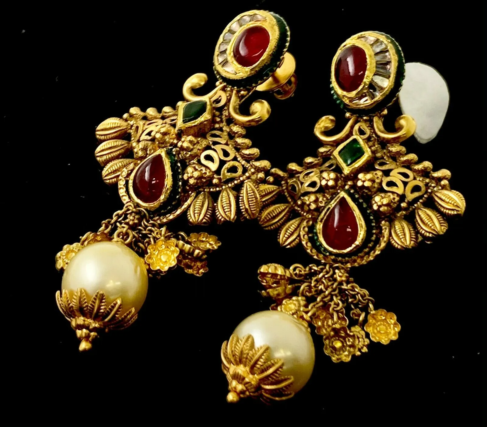 22k Necklace Set Beautiful Solid Gold Ladies Navratan With Enamel LS125