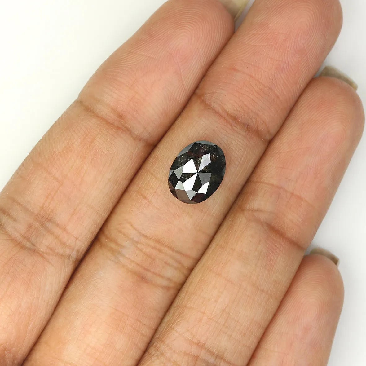 2.51 CT Natural Loose Oval Shape Diamond Salt And Pepper Oval Rose Cut Diamond 9.50 MM Black Grey Color Oval Shape Rose Cut Diam