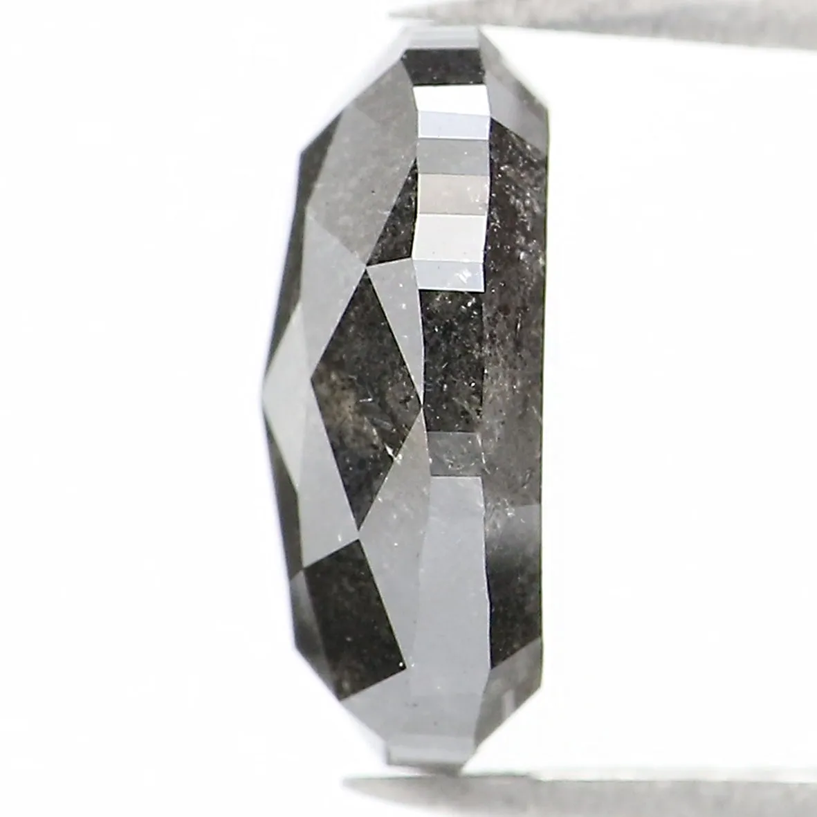 2.51 CT Natural Loose Oval Shape Diamond Salt And Pepper Oval Rose Cut Diamond 9.50 MM Black Grey Color Oval Shape Rose Cut Diam