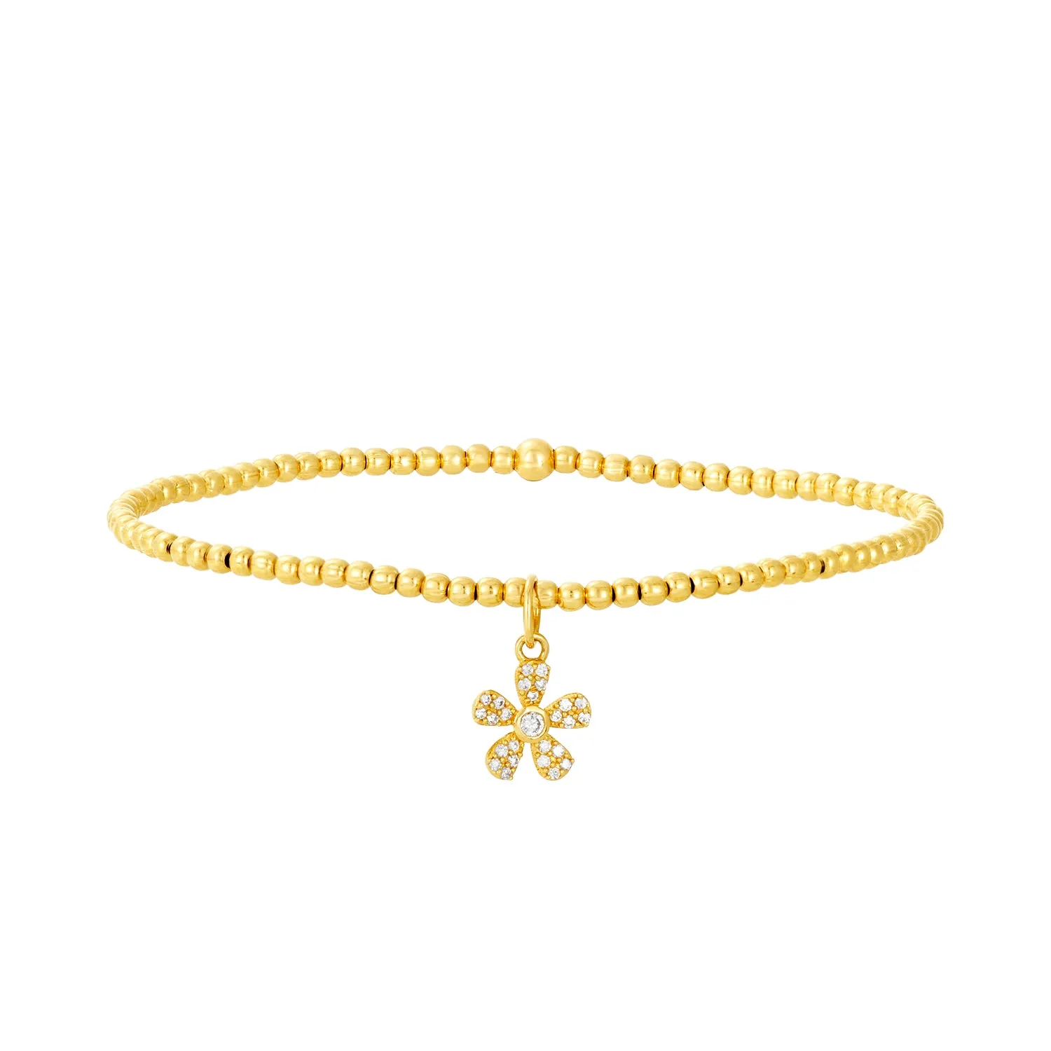 2mm Signature Bracelet with 14k Diamond Flower Charm