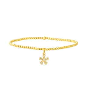 2mm Signature Bracelet with 14k Diamond Flower Charm