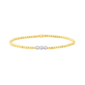 2MM Signature Bracelet with 3 14K Diamond Beads