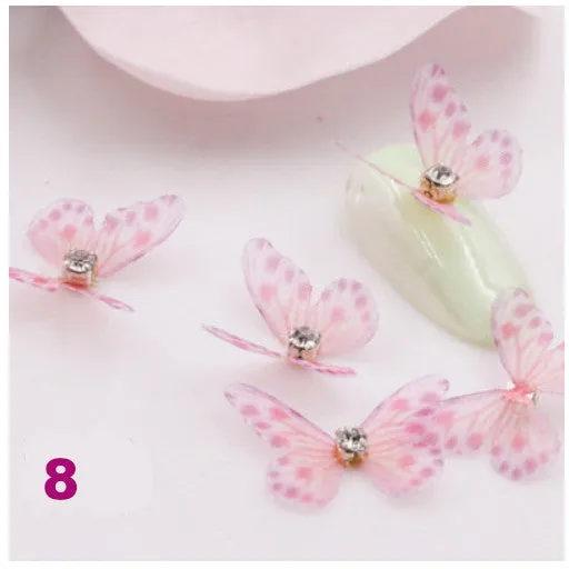 3D Butterfly Nail Art Decoration with Rhinestone