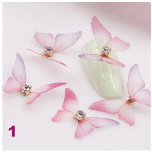 3D Butterfly Nail Art Decoration with Rhinestone