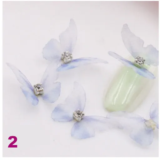 3D Butterfly Nail Art Decoration with Rhinestone