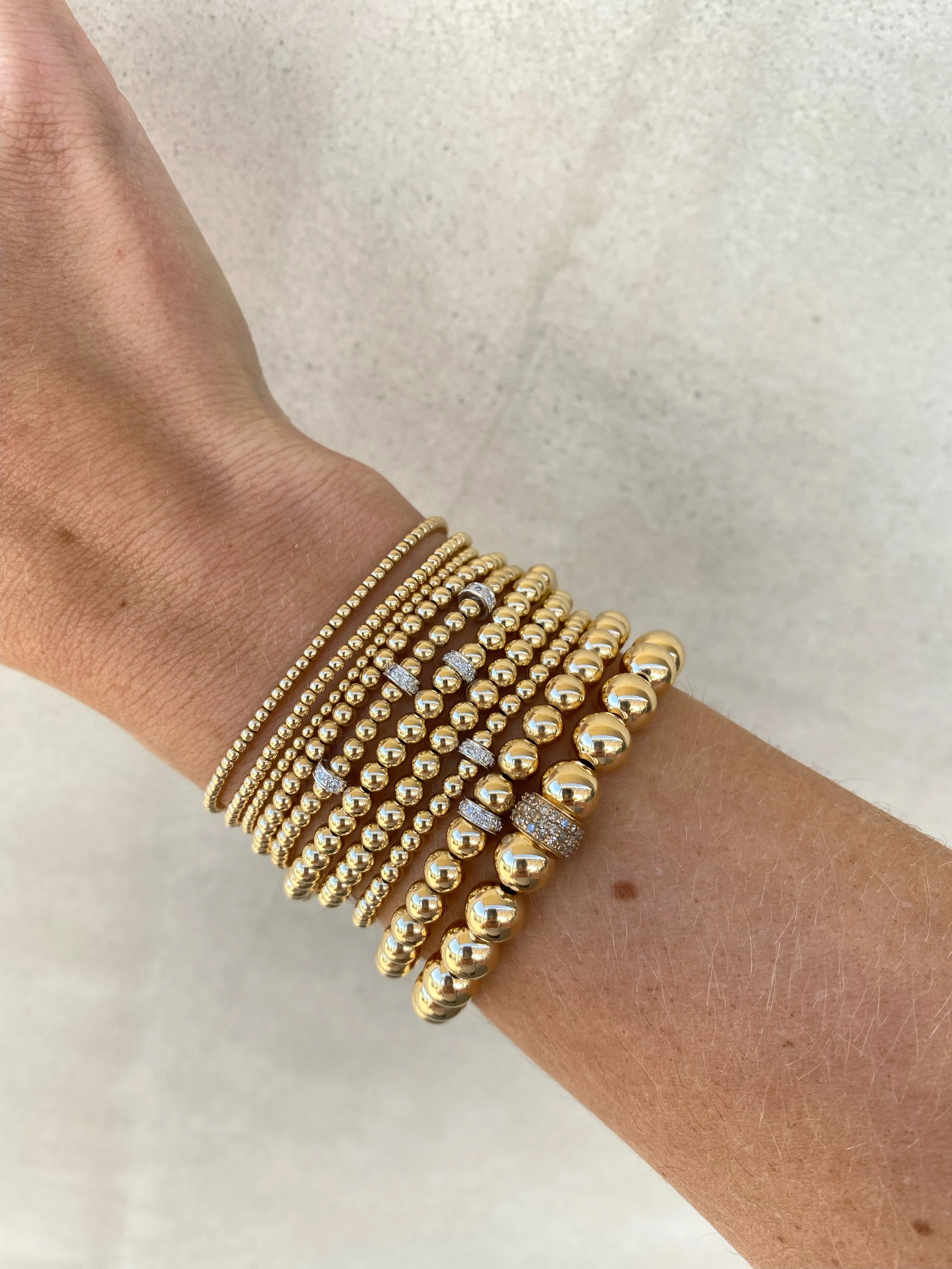 3MM Signature Bracelet with 3 14K Diamond Rondelles