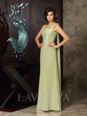 A-line One-Shoulder Applique Floor-Length Chiffon Mother of the Bride Dress  #XM230116