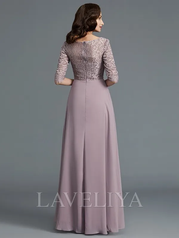 A-line Scoop 1/2 Sleeves Ruffles Asymmetrical Chiffon Mother of the Bride Dress  #XM230091