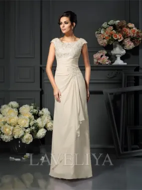 A-line Scoop Ruffles Floor-Length Chiffon Mother of the Bride Dress  #XM230004