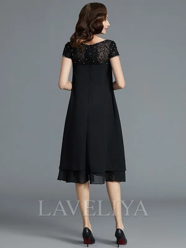 A-line Scoop Ruffles Knee-Length Chiffon Mother of the Bride Dress  #XM230145