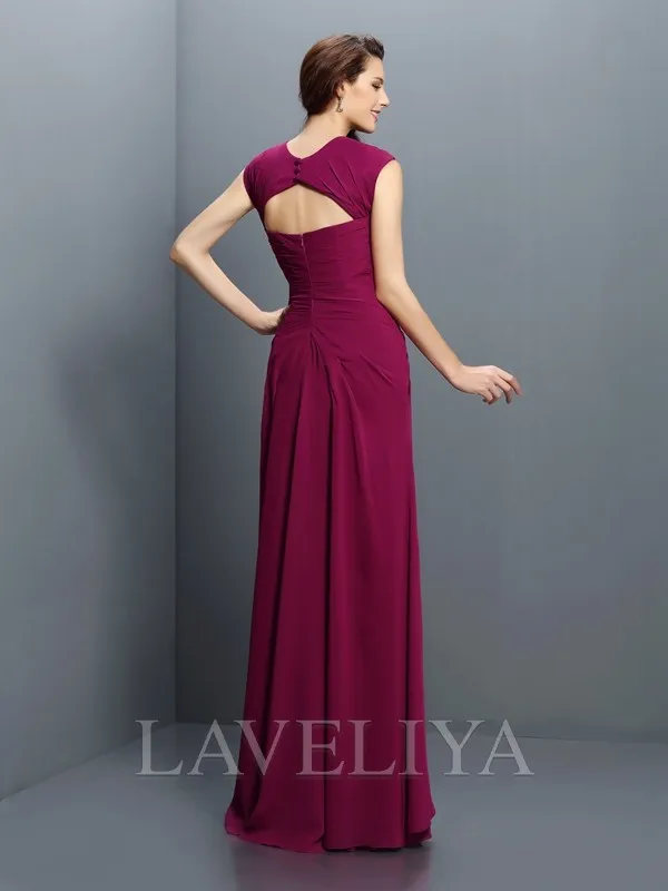 A-line Straps Cascading Ruffles Floor-Length Chiffon Bridesmaid Dress  #ZB230186