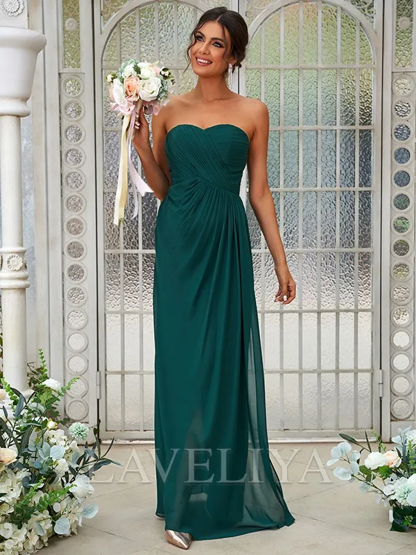 A-line Sweetheart Pleated Floor-Length Chiffon Bridesmaid Dress  #ZB230017