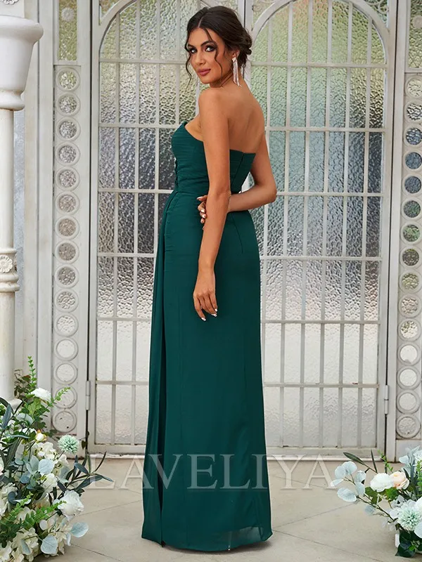 A-line Sweetheart Pleated Floor-Length Chiffon Bridesmaid Dress  #ZB230017