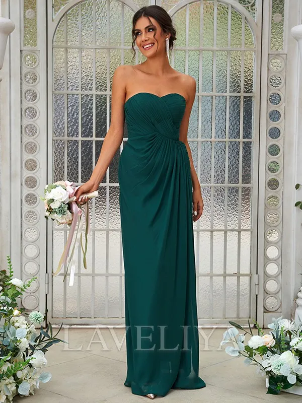 A-line Sweetheart Pleated Floor-Length Chiffon Bridesmaid Dress  #ZB230017