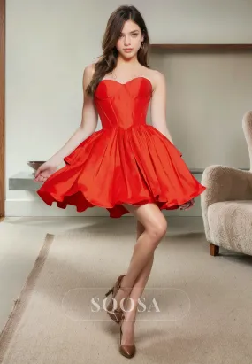 A Line Sweetheart Red Homecoming Dress Short Prom Graduation Dress