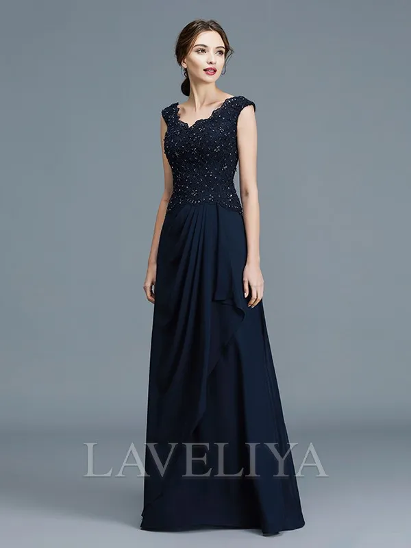 A-line V-neck Ruffles Floor-Length Chiffon Mother of the Bride Dress  #XM230114