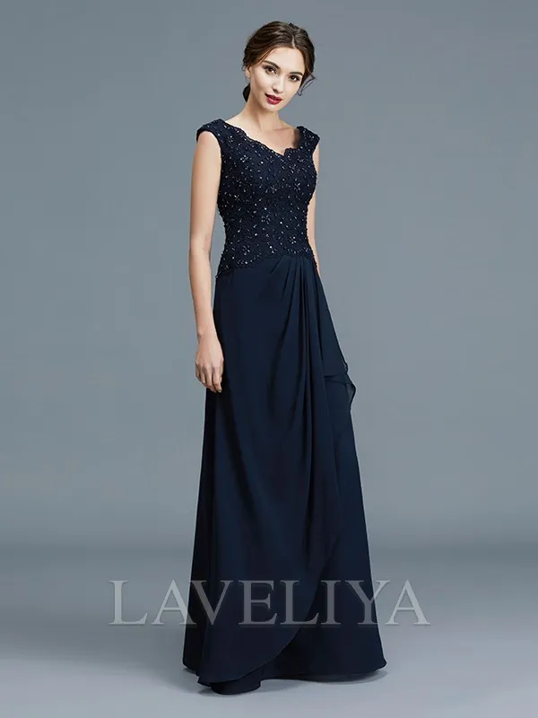 A-line V-neck Ruffles Floor-Length Chiffon Mother of the Bride Dress  #XM230114