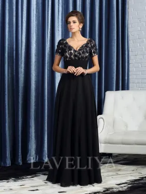 A-line V-neck Short Sleeves Ruffles Floor-Length Chiffon Mother of the Bride Dress  #XM230083