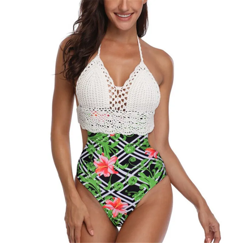 AshoreShop Womens Once Piece Crochet Sexy Monokini Swimsuit